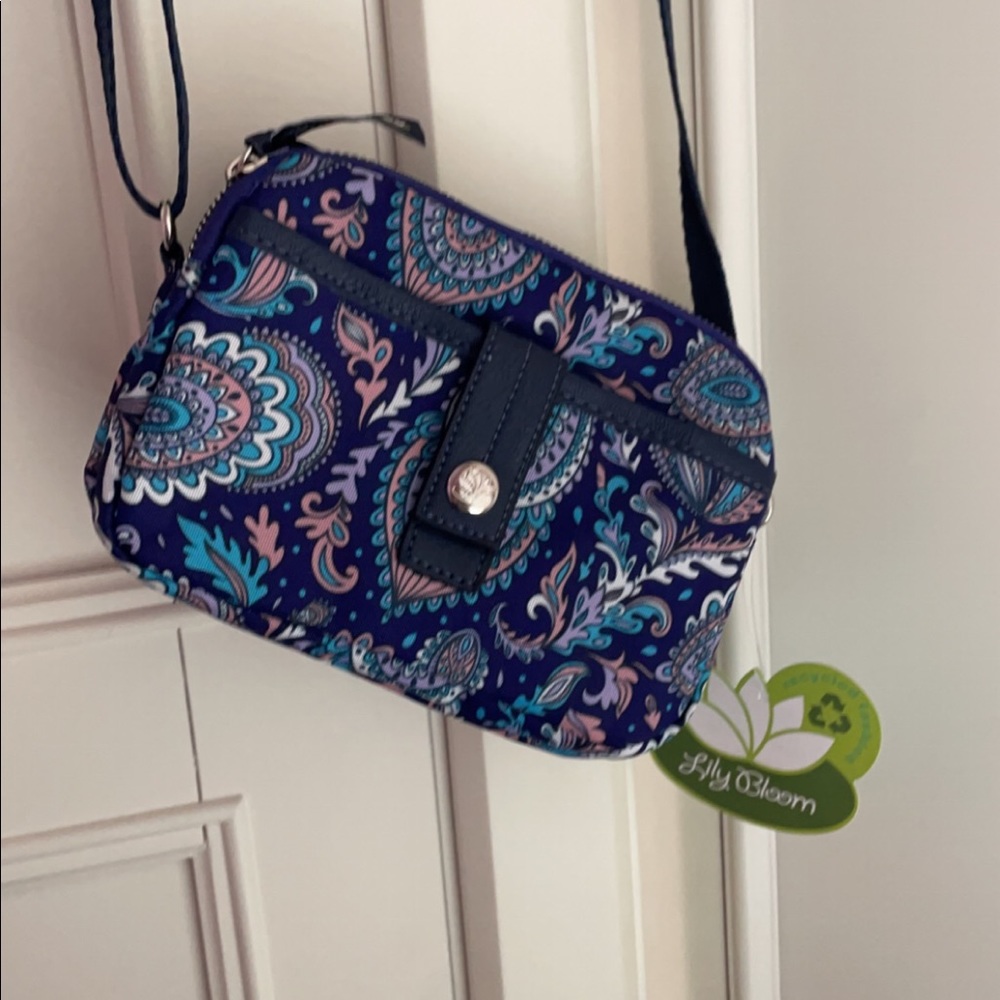 Lily bloom navy cross body bag with paisley print